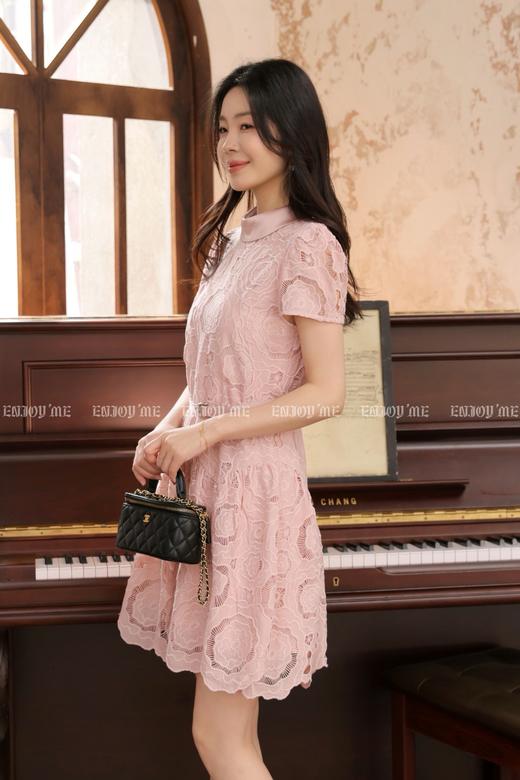 【门店同款】ENJOY春季“轻礼服”木槿粉蕾丝钩花裙 169694511 商品图1