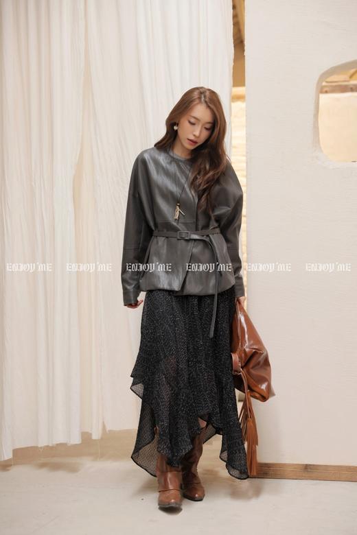 【门店同款】ENJOY春季“序光之旅”配腰带斜扣皮衣 169599856 商品图3