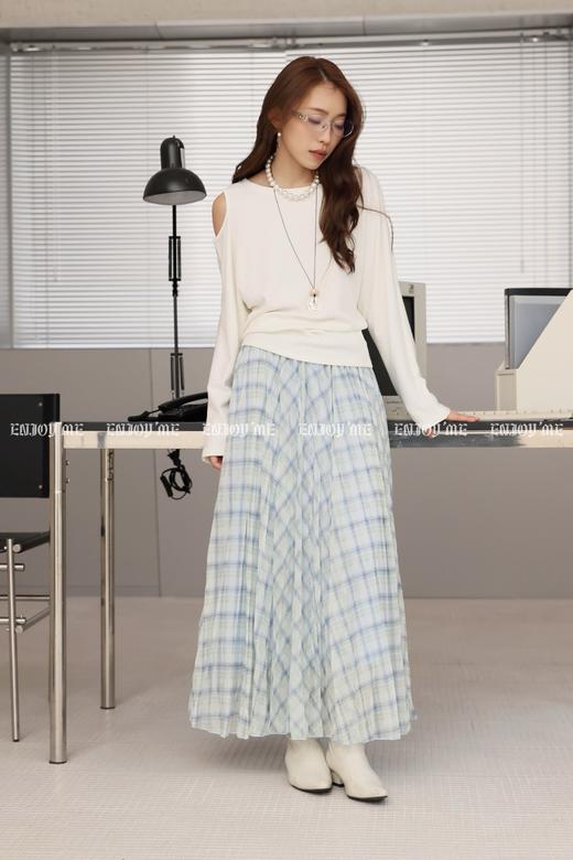 【门店同款】ENJOY春季飘逸雾蓝格纹裙 169146988 商品图1