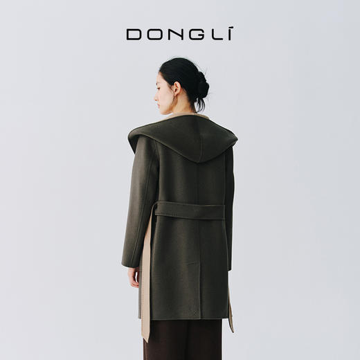 东黎 • 山羊绒女士保暖显瘦双面异色连帽中长大衣 5707 商品图3