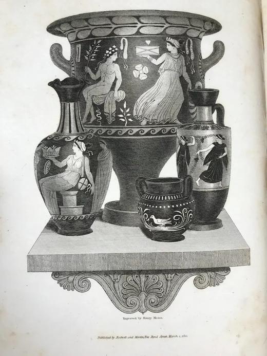 约19世纪中后期 亨利·恩格勒菲尔德古典希腊花瓶藏品图集 39页版画插图 皮脊精装16开 商品图3