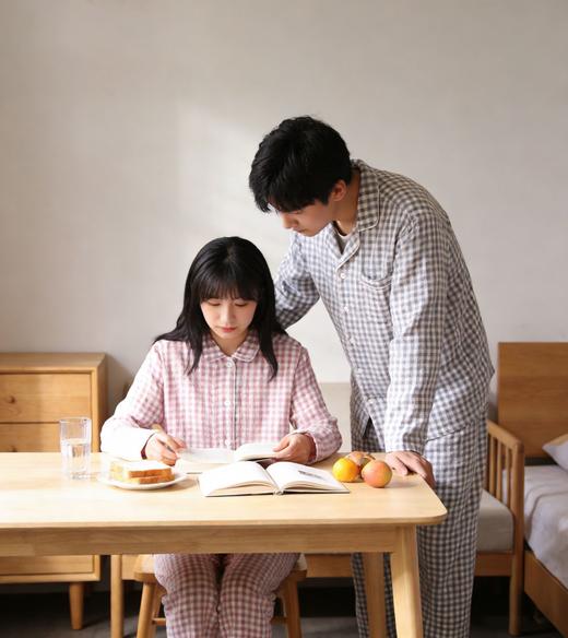 官网340+ MJ日系无印糖果色水洗双层纱情侣款睡衣裤无侧缝棉质长袖长裤家居服男士 商品图4