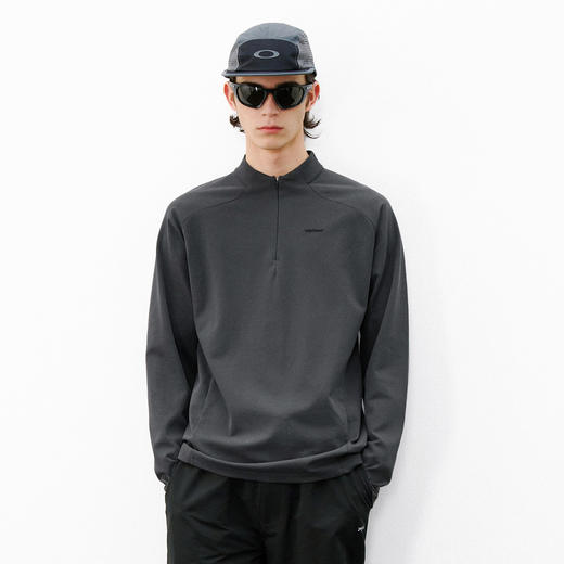 714street防晒凉感弧线落肩长袖2026春夏户外骑行运动半拉链T恤男 商品图2