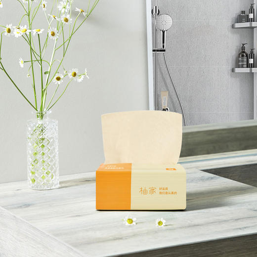 【竹浆本色】柚家 本色抽纸（家庭装） 30包/箱 柔韧厚实湿水不易破 商品图0