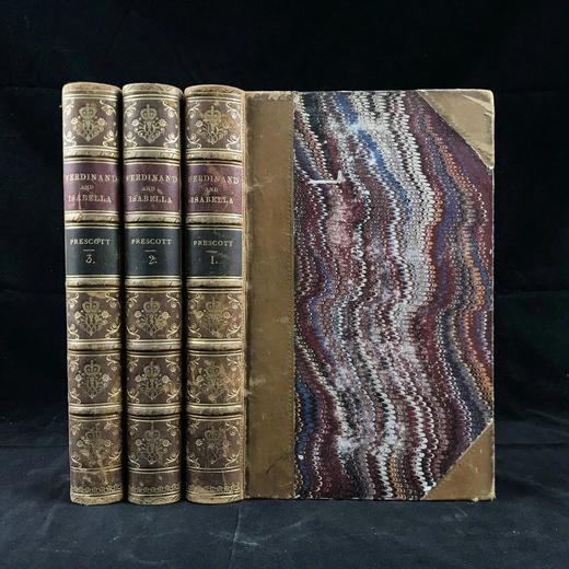 1842年 普雷斯科特《斐迪南与伊莎贝拉统治史》（全3卷） 配版画肖像插图 真皮精装18开 商品图0