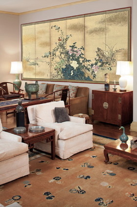 独角鹿西洋古董20世纪日本昭和时代艺术家签名出品「锦绣芳华」主题纸本设色六曲屏风