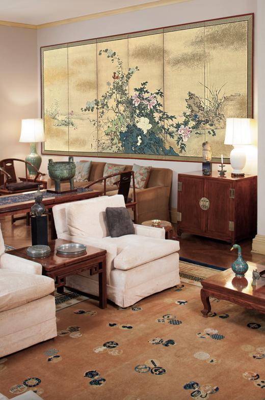 独角鹿西洋古董20世纪日本昭和时代艺术家签名出品「锦绣芳华」主题纸本设色六曲屏风 商品图0