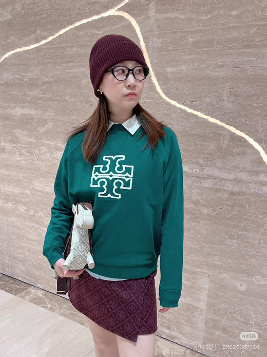 T*ory Burch汤丽·柏琦 经典双T logo毛巾刺绣插肩款卫衣 商品图8