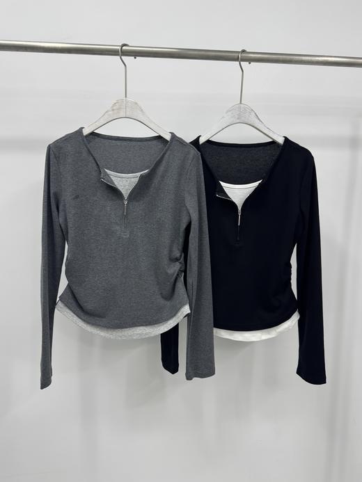 【门店同款】ENJOY春季“柔权主义”撞色假两件上衣 169647416 商品图0