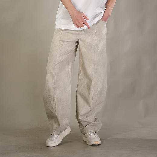 DRONKOO 2026 花色抽绳前中破骨满幅做旧斑驳中厚休闲长裤 商品图1