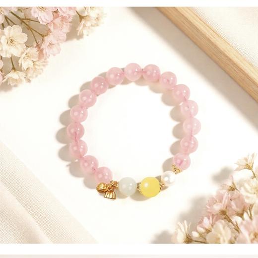 香花芙蓉 天然粉水晶珍珠蜜蜡精品手串 商品图3