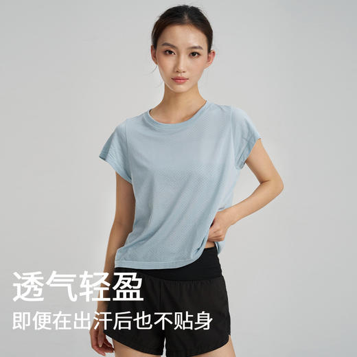 【路路精选】春季新款户外运动瑜伽服女普拉提运动高弹力轻薄速干透气健身T恤 商品图2