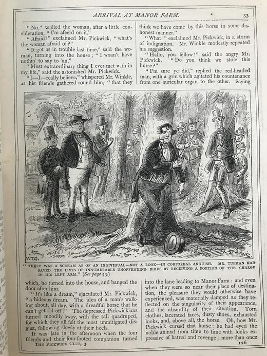 约19世纪后期 狄更斯《匹克威客俱乐部》 菲兹57幅插图 漆布精装18开 商品图12