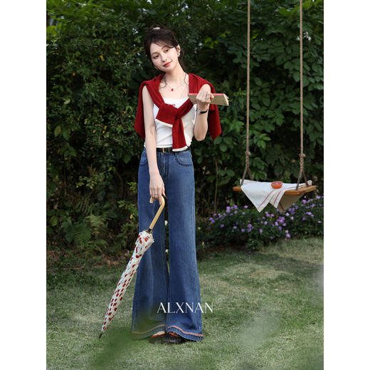 鹿向南「漫春柔叙」白色无袖内搭背心女春夏修身短款吊带打底衫 商品图3