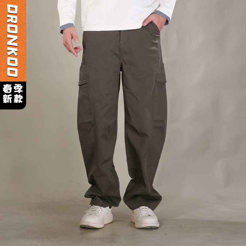 DRONKOO 2026 半松紧两侧袋盖前破缝轻工装中厚工装长裤