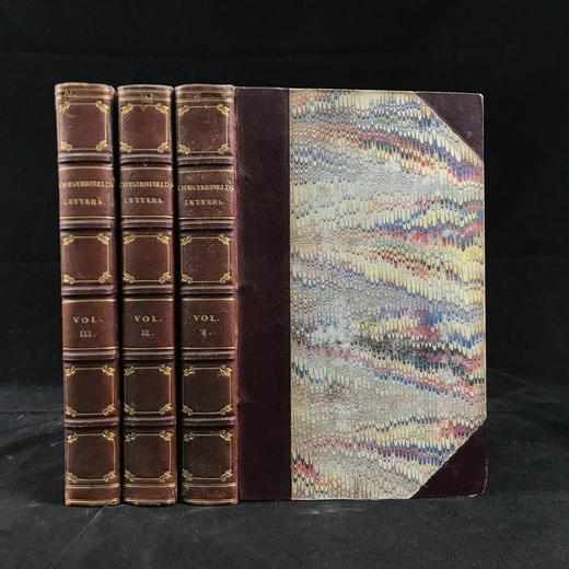 含藏书票！1827年 切斯特菲尔德伯爵书信集（全3卷） 真皮精装64开 商品图0