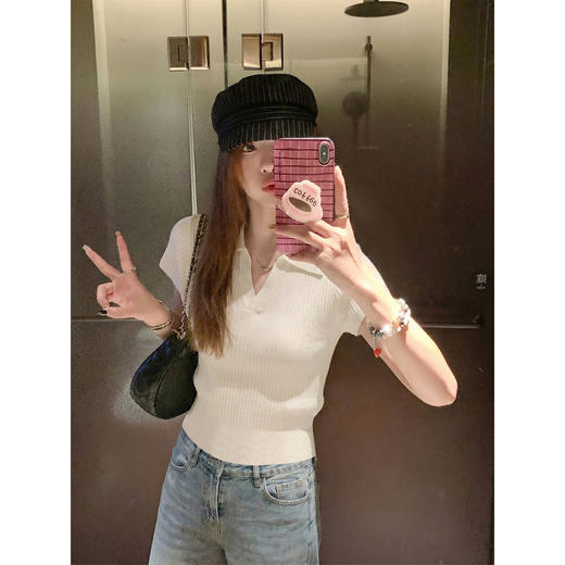 <曾小咸推荐>4.9现货秒杀 ！微信超特价！韩系纯色短款针织短袖女t恤 日常149.99 立减90 秒杀59.99！！ 商品图3