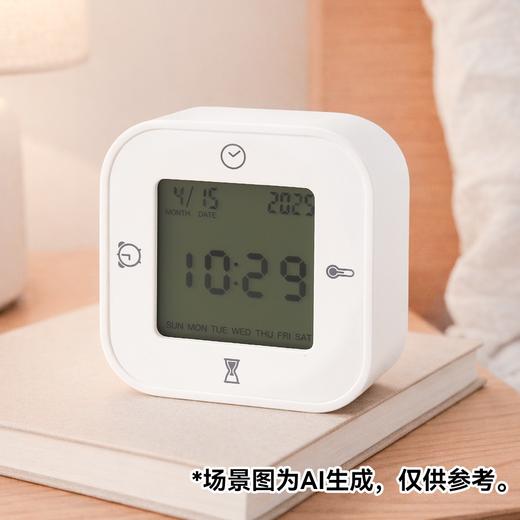 创意时尚钟旋转电子钟电子温度时间显示座钟闹钟004EM 商品图0