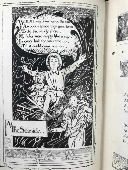 1913年 史蒂文森《童诗花园》 查尔斯·罗宾森百余幅插图 漆布精装36开 商品图7