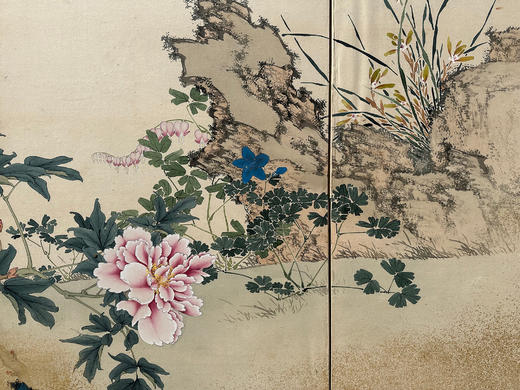 独角鹿西洋古董20世纪日本昭和时代艺术家签名出品「锦绣芳华」主题纸本设色六曲屏风 商品图10