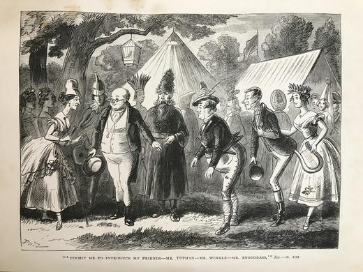 约19世纪后期 狄更斯《匹克威客俱乐部》 菲兹57幅插图 漆布精装18开 商品图5