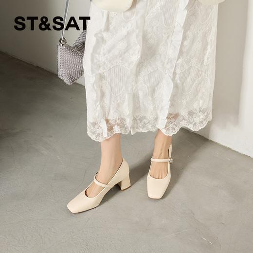 星期六26春新款复古方头一字带粗跟玛丽珍SSE1111CFJ 商品图11