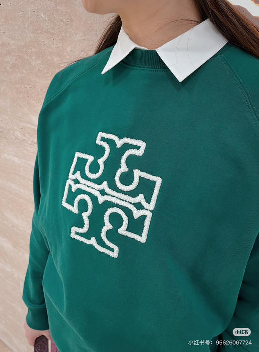 T*ory Burch汤丽·柏琦 经典双T logo毛巾刺绣插肩款卫衣 商品图10