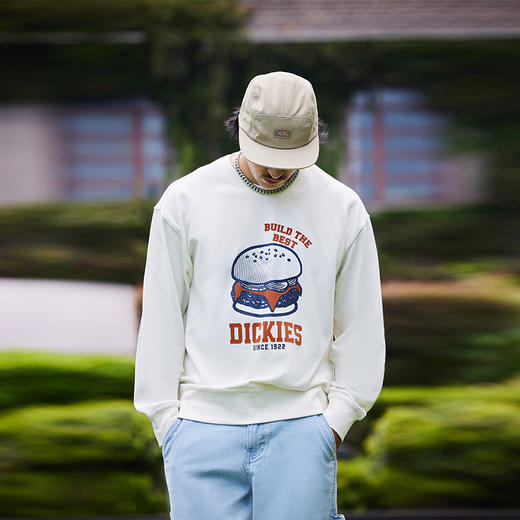 Dickies汉堡图案植绒印花圆领宽松休闲毛圈卫衣 男女 美式卫衣 DK0A87EY 商品图1