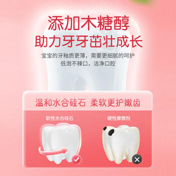 fe 金典儿童牙膏3-12岁婴幼儿宝宝可用含氟防龋防蛀 草莓哈密瓜香型60g*2 /个人护理 /口腔护理 /牙膏 商品图5