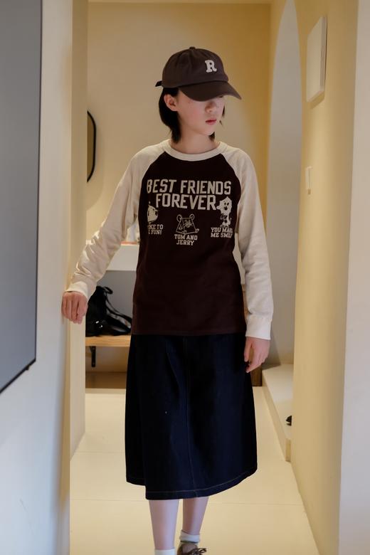 2026春原创女童亲子不褪色牛仔A字高腰百搭深蓝中长百褶半裙 商品图4