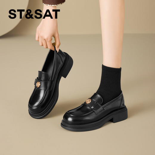 星期六26春新款复古山茶花厚底乐福SSE1112C1A 商品图4