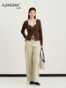 【开衫假两件】阿菁娜春季新款春秋新款慵懒感开衫假两件撞色V领设计细密坑条拉长身型F31C318005 商品缩略图2