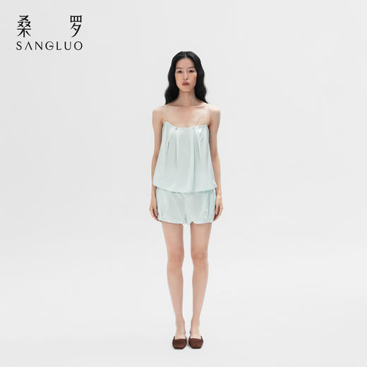 清冷氛围』桑罗吊带短裤睡衣套装桑蚕丝女家居服可外穿 商品图3
