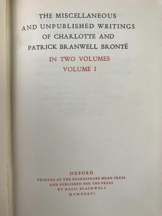 莎翁头出版社限量1000套！1936年 勃朗特姐弟杂文与未发表作品集（全2卷） 布面精装18开 商品图3