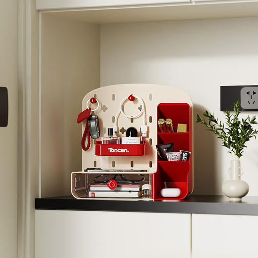 【分类收纳❗一目了然】桌面洞洞板置物架抽屉式学生书桌文具办公室工位笔筒整理架收纳盒。rg 商品图1