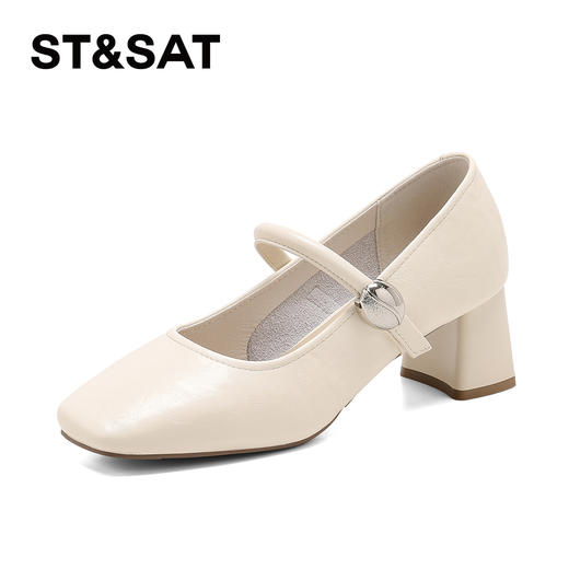 星期六26春新款复古方头一字带粗跟玛丽珍SSE1111CFJ 商品图13