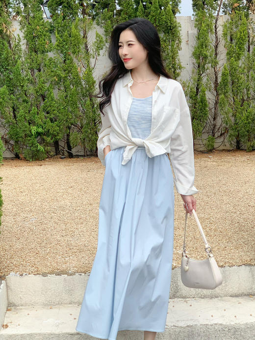 【百图lulu定制】【海盐两件套连衣裙】短款防晒外套  条纹 背带连衣裙 两件套 商品图11