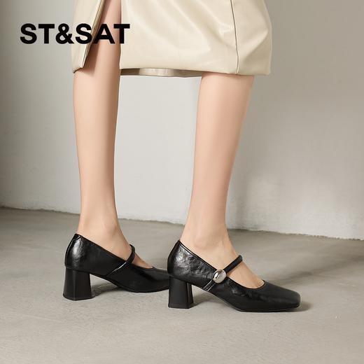 星期六26春新款复古方头一字带粗跟玛丽珍SSE1111CFJ 商品图6