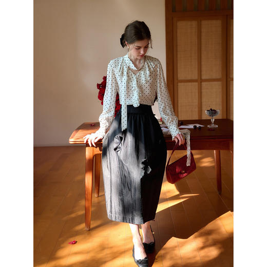 （小眠专属）SimpleRetro娜塔莉之梦 · 法式复古荷叶边波点衬衫 商品图2