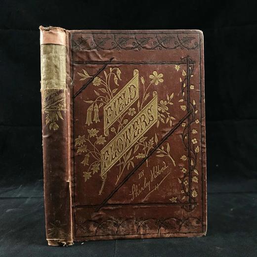 1870年 田野花卉手册 8幅彩色90幅黑白木版画 漆布精装36开 商品图0