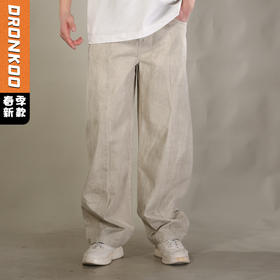 DRONKOO 2026 花色抽绳前中破骨满幅做旧斑驳中厚休闲长裤