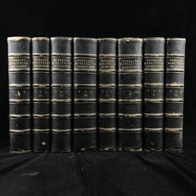 39*27cm！1846年 英国威尔士国教建筑图史（全8卷） 约240幅原品版画（含大量对开插图） 真皮精装