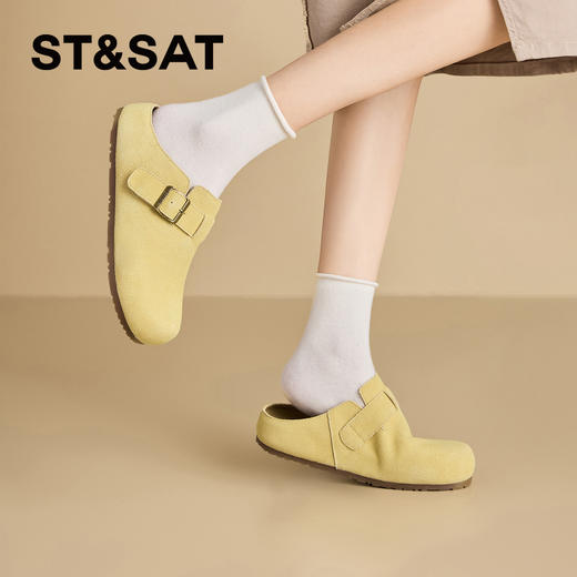 星期六26春新款复古单扣厚底增高勃肯拖SSE1110C51 商品图4