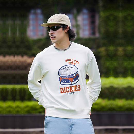 Dickies汉堡图案植绒印花圆领宽松休闲毛圈卫衣 男女 美式卫衣 DK0A87EY 商品图3