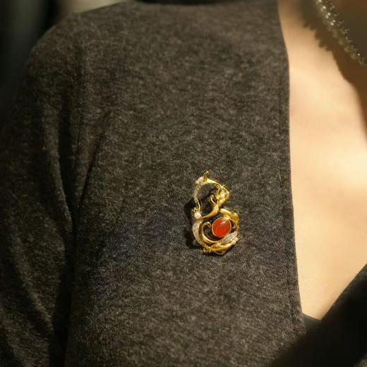 龢盒原创 精品原矿河湾料南红锦鲤吊坠胸针二用 商品图4