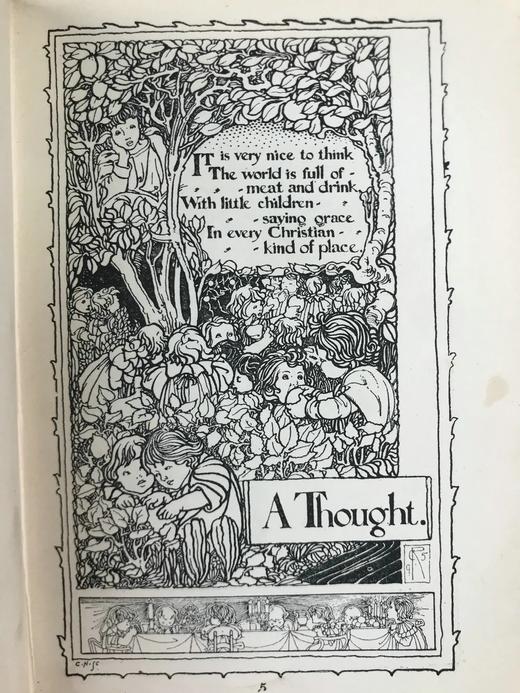 1913年 史蒂文森《童诗花园》 查尔斯·罗宾森百余幅插图 漆布精装36开 商品图6