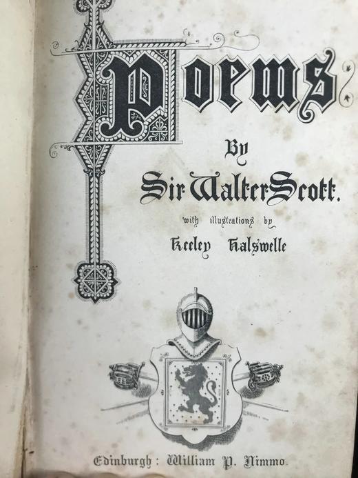 约19世纪后期 司各特诗集 配骑士群像版画插图 漆布精装64开 商品图3