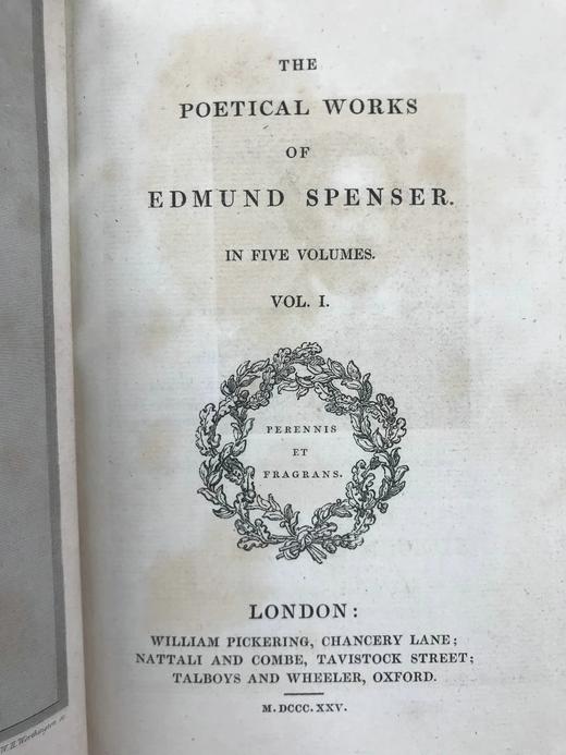 工坊特装本！1825年 斯宾塞诗集（全5卷） 1幅肖像插图 全真皮精装36开 商品图4