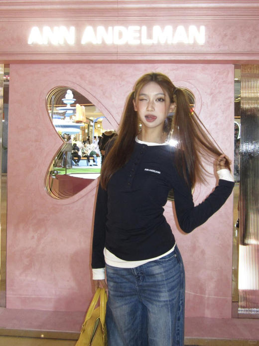 ANN ANDELMA*N天丝羊毛假两件拼色打底衫 商品图5