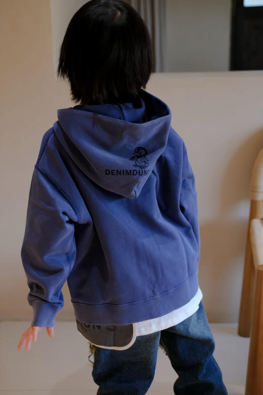 2026春秋DD同款！日系小众儿童复古水洗做旧印花企鹅连帽卫衣外套！ 商品图6